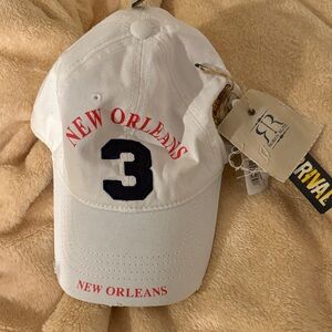 White Cap with Red and Navy Details